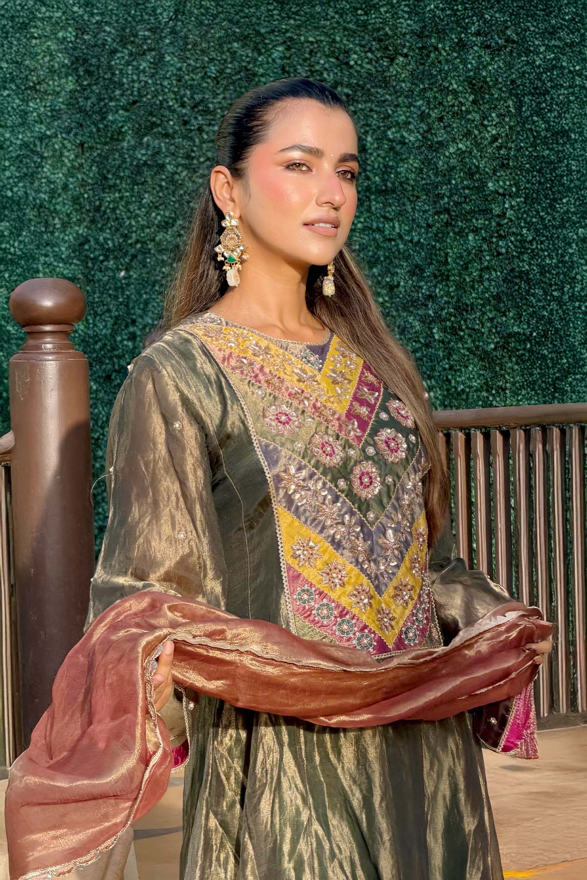Kinjal Bhanushali in Navratna Kurta Set